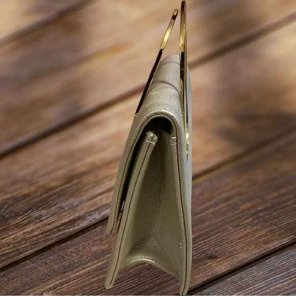 Y&S Ivory with Gold Tone Chain Shoulder Cross Body Clutch Bag - Picture 5 of 15